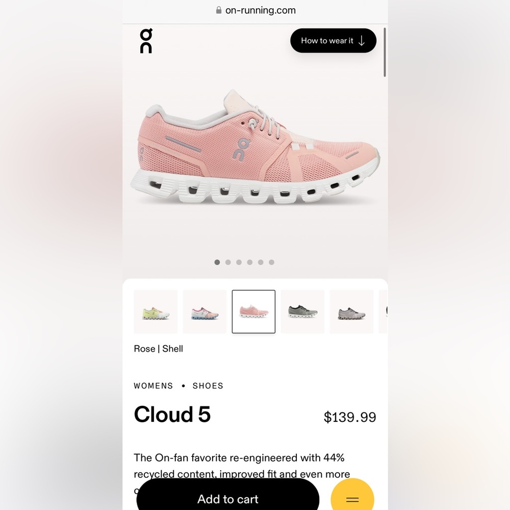 On Cloud 5 Rose Pink Running Shoes 6.5 Womens